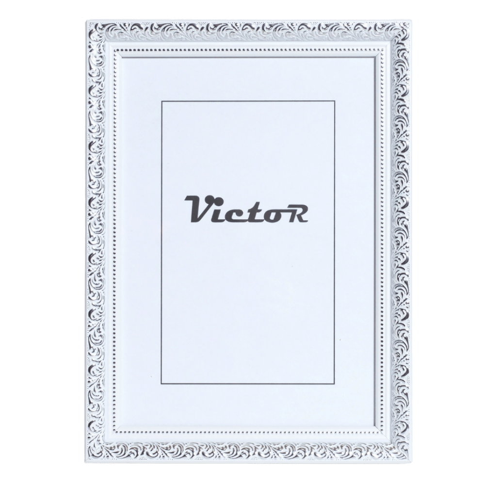 Picture frame with ornate border and the word 'Victor' in an elegant font.