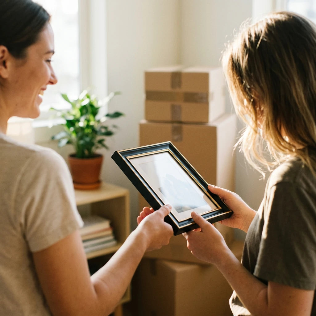 Bilderrahmen als Einzugsgeschenk in neuer Wohnung