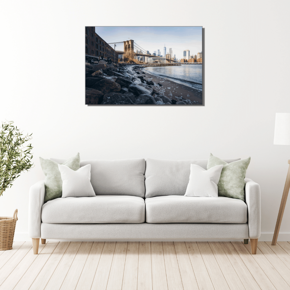 Acrylglasbild "Brooklyn Bridge im Winter"